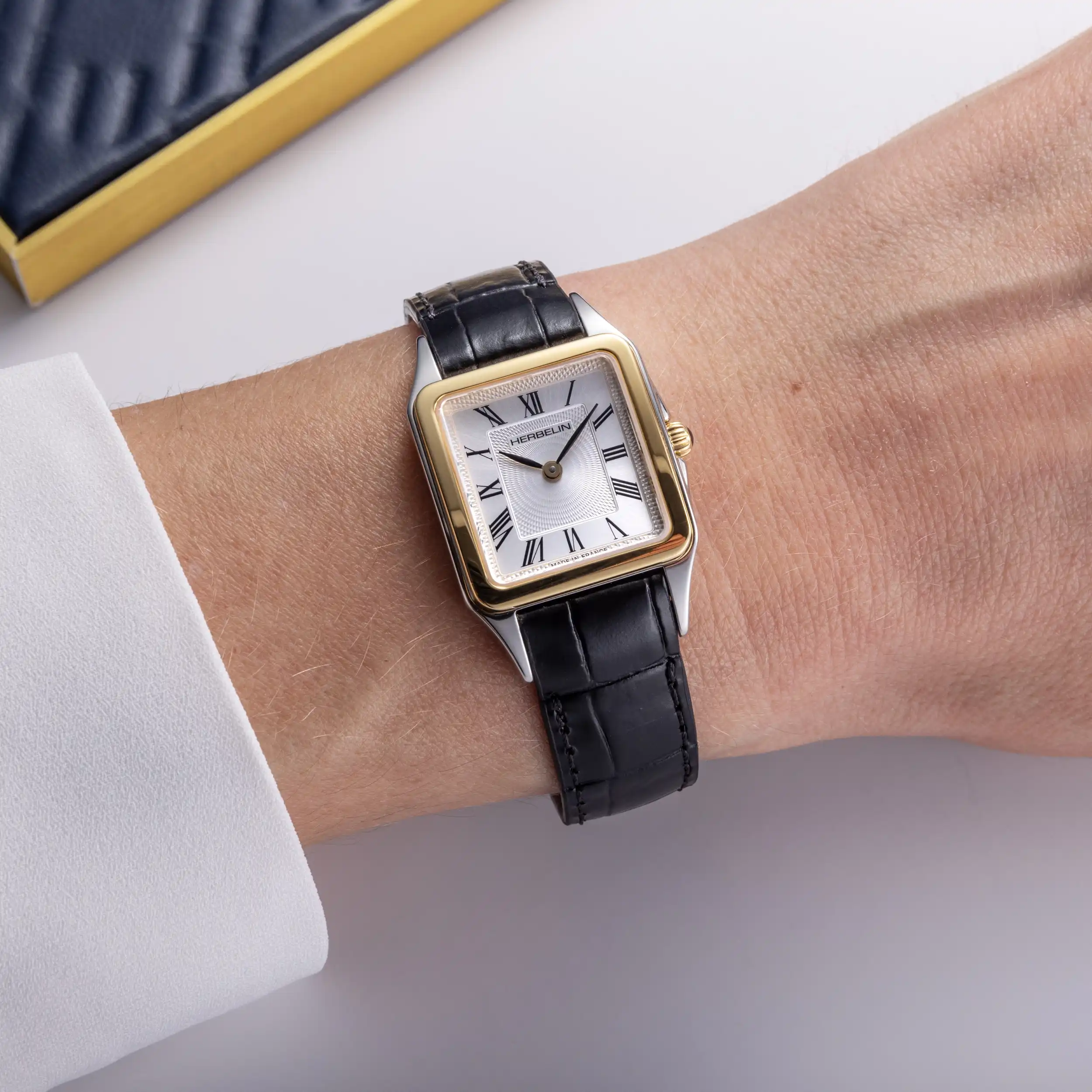 LUNA – QUARTZ – BICOLORE & CUIR NOIR