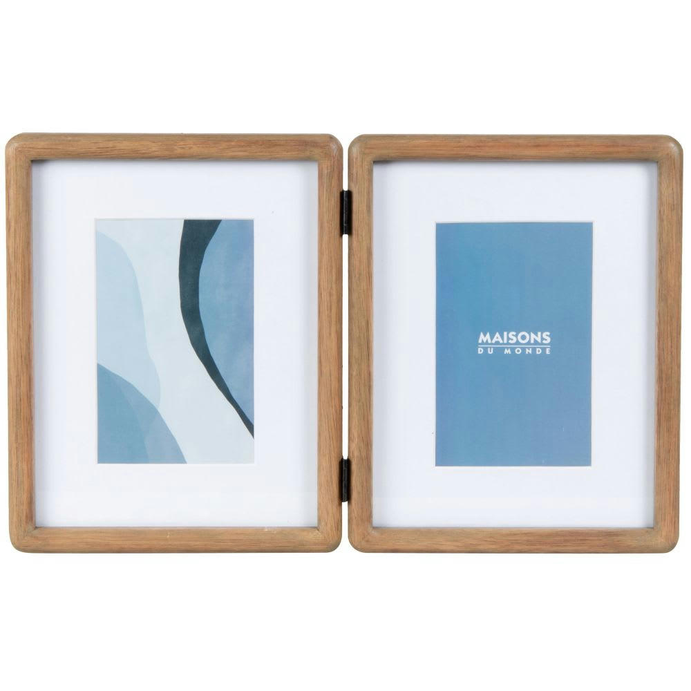 - Cadre double vue en bois d'hévéa 38x24 cm