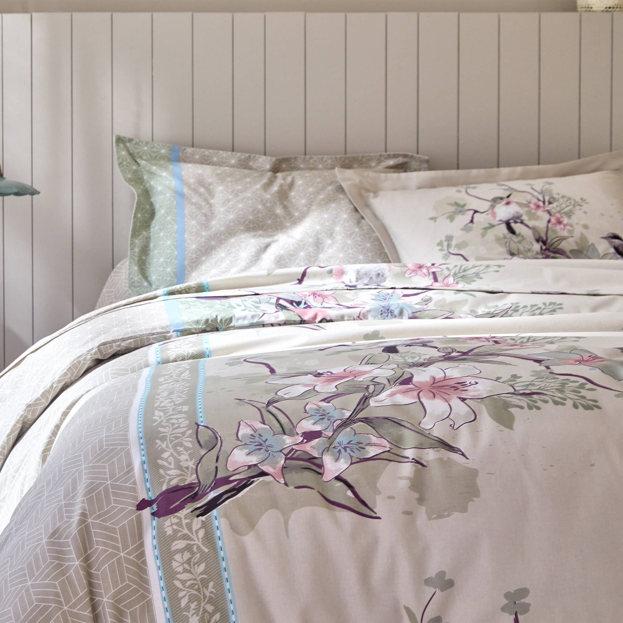 Linge de lit Birdy en coton imprimé oiseaux