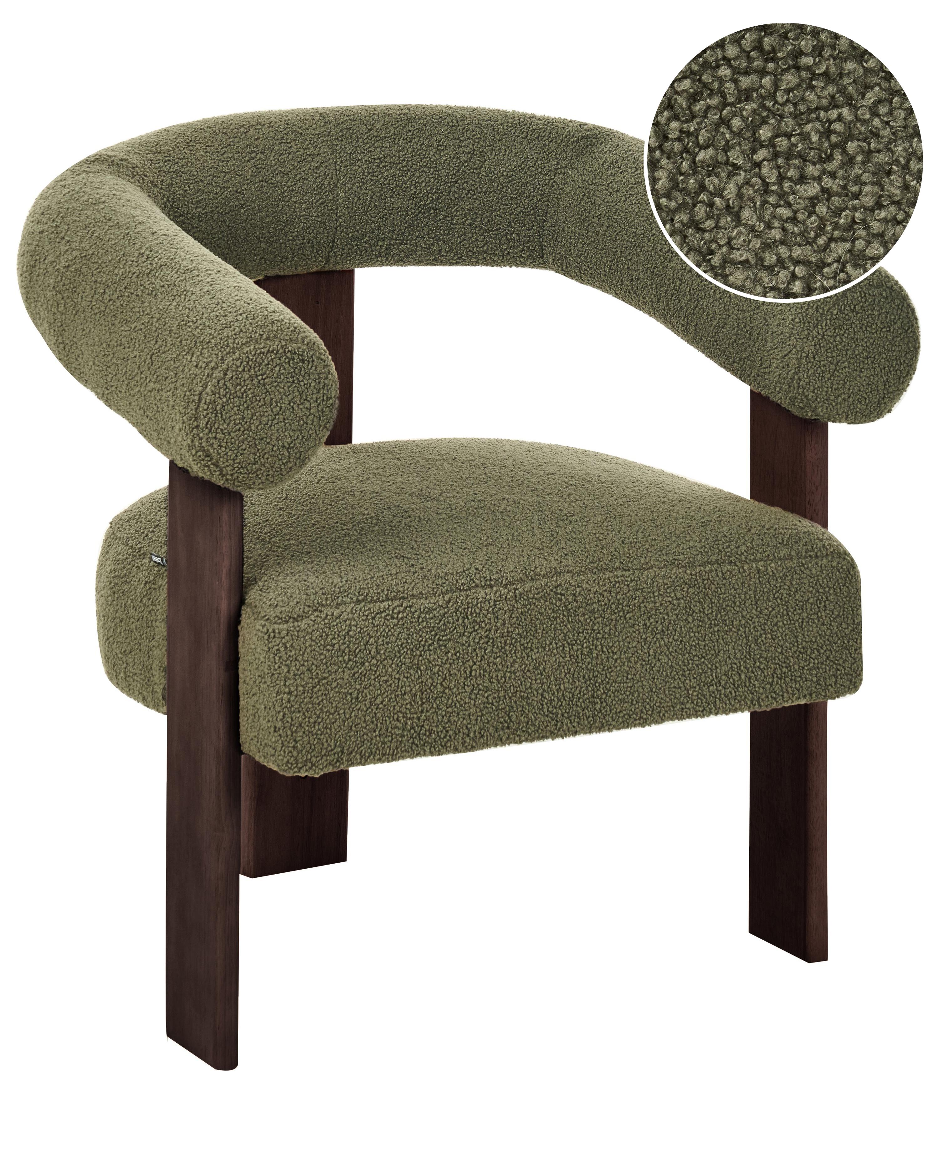 Armchair ILBRO Boucle Green/ Dark Brown
