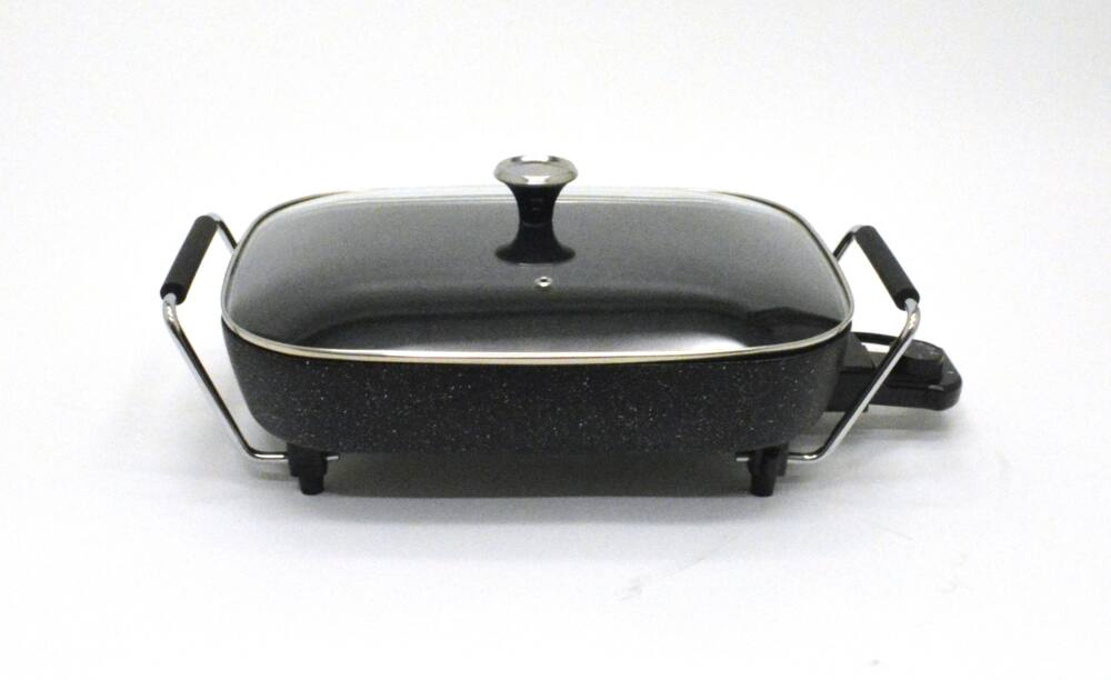 Heritage The Rock Non-Stick Electric Skillet, Black, 15x12-in