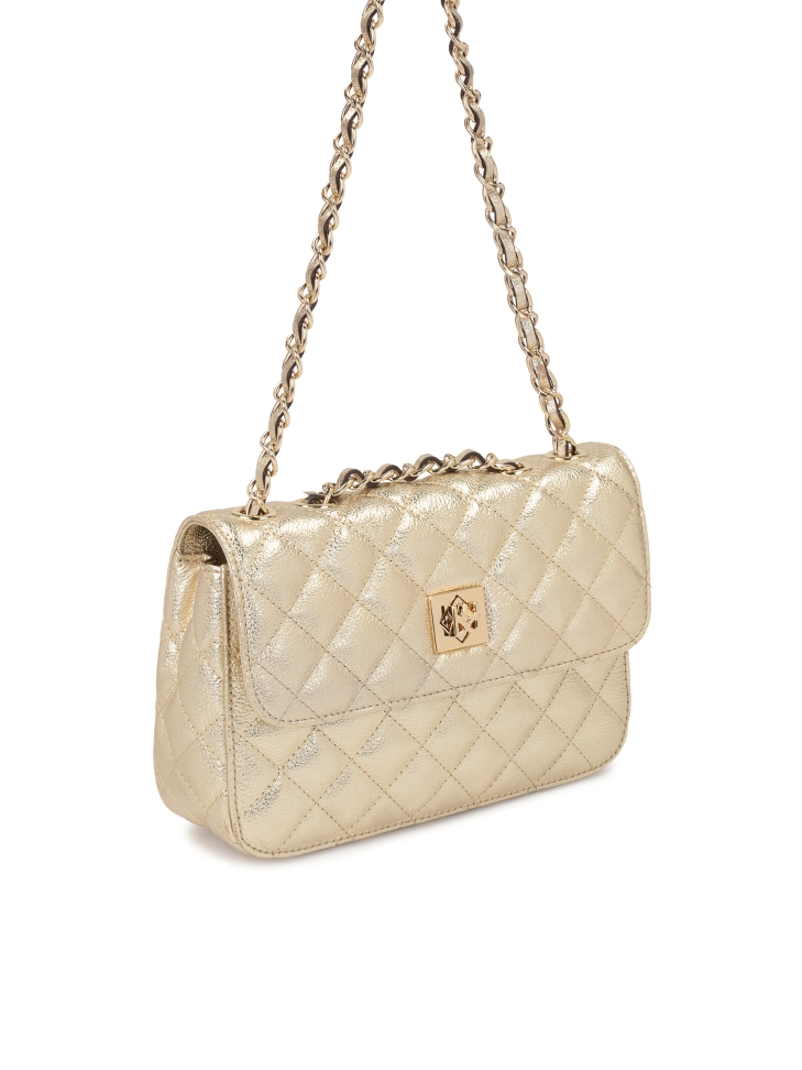 Golden quilted shoulder bag