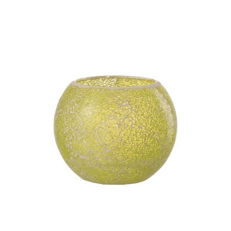 MOSAÏQUES - Photophore rond verre jaune H17,5cm