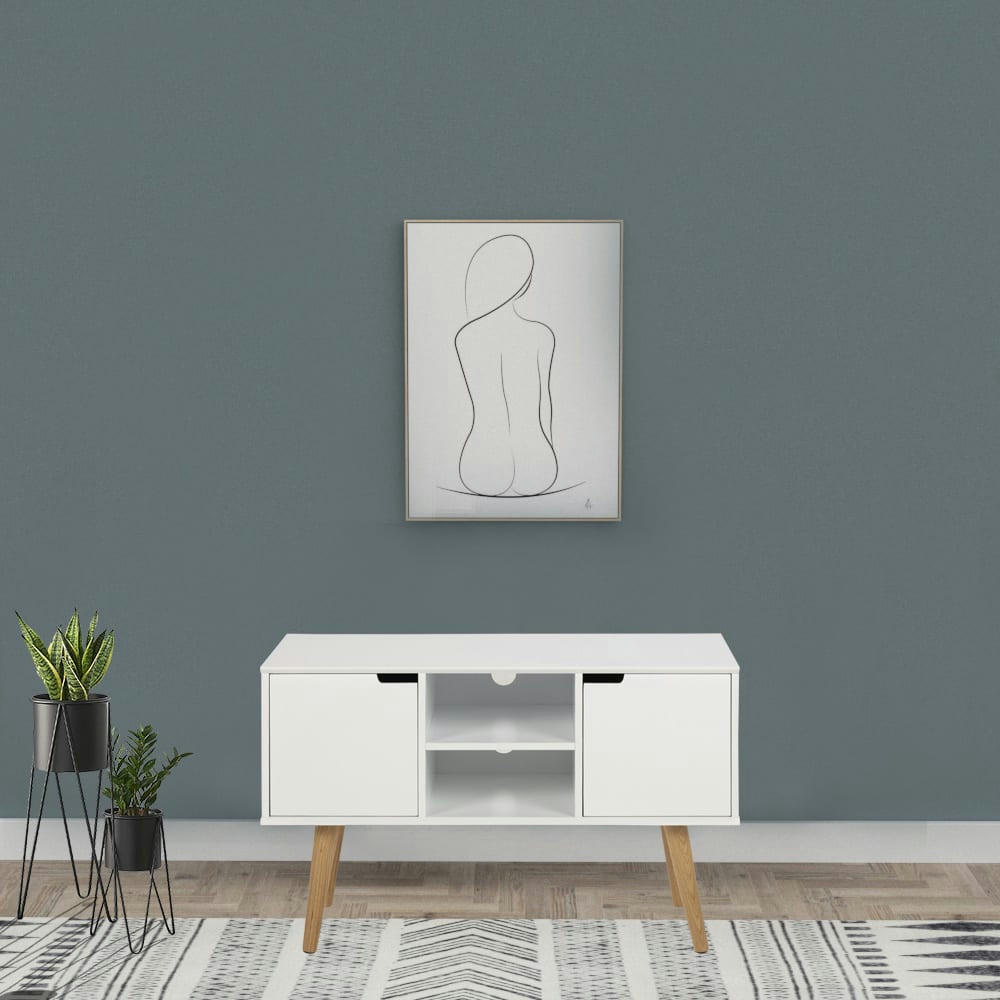 LOKKA - Buffet scandinave blanc avec 2 placards