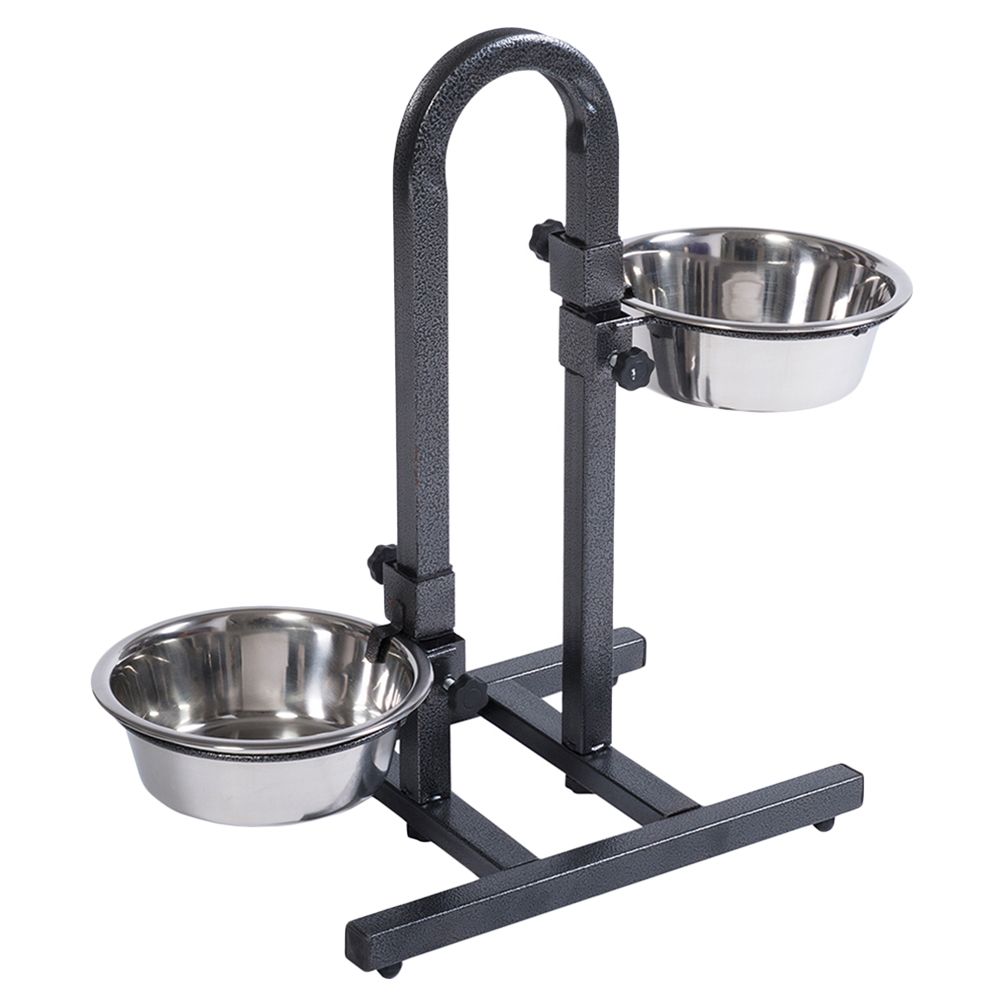 U-Shaped Dog Bowl Stand with Stainless Steel Bowls