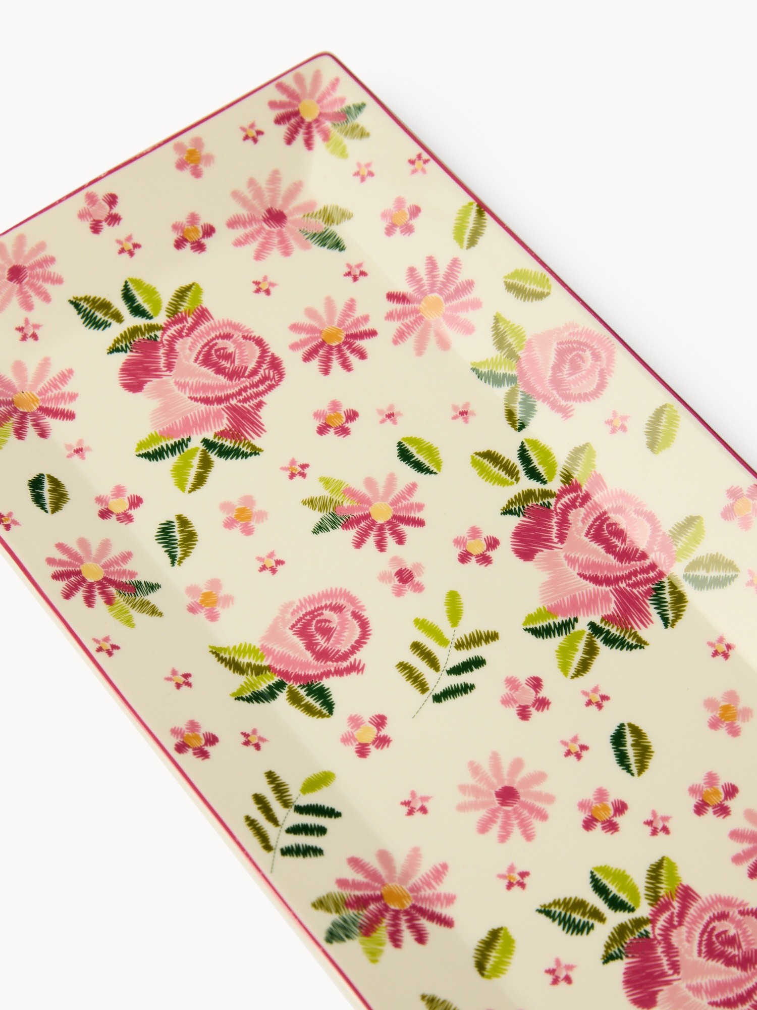 Vassoio in new bone china motivo rose - Prezzo di lancio