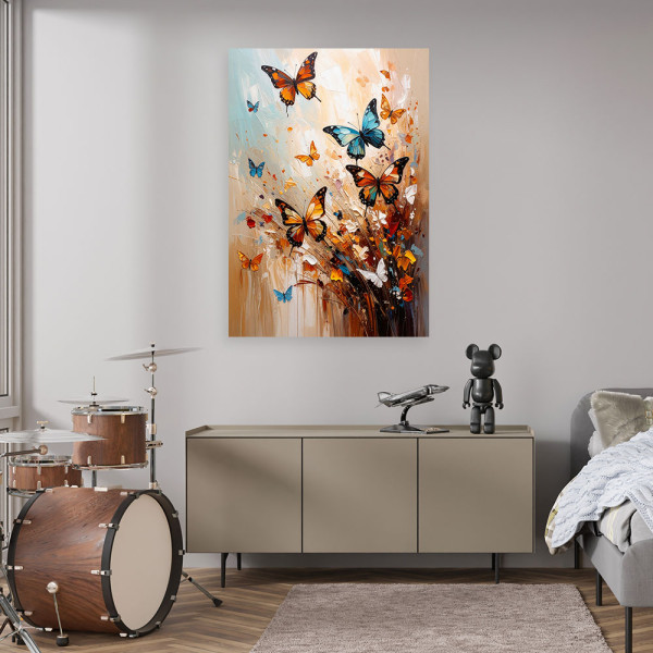 Obraz na płótnie do salonu sypialni, Kolorowe Motyle 20x30