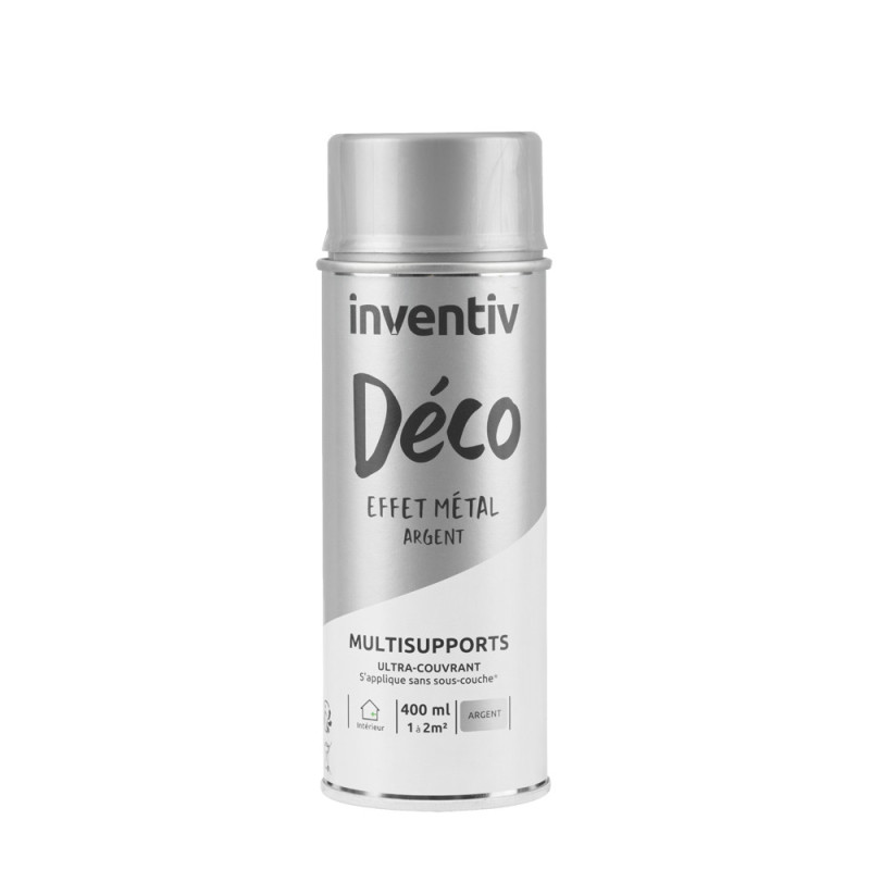Peinture multisupports Déco effet métal argent 0,4 L INVENTIV