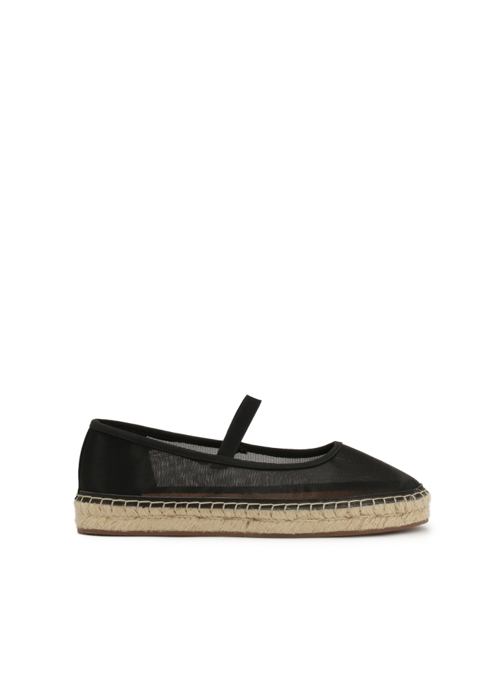 Black espadrilles in see-through fabric