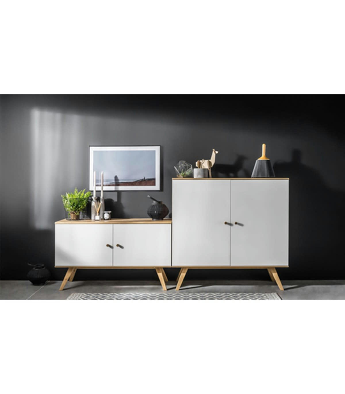 NATURE - Buffet 2 portes et 6 étagères intérieures L120 cm