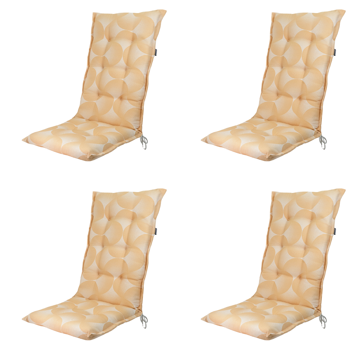 Madison tuinstoelkussen hoge rug Napels - geel - 123x50x5cm - set van 4