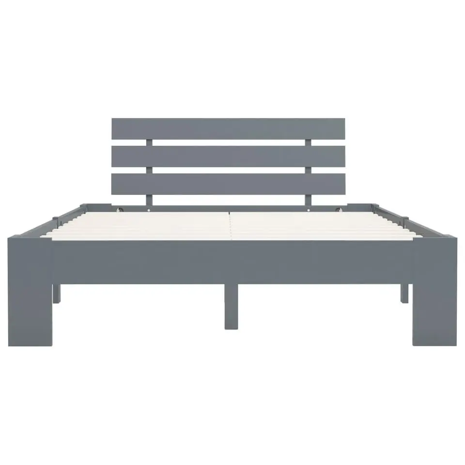 vidaXL - Bed frame met hoofdbord - Grijs - Massief grenenhout - 140x200 cm