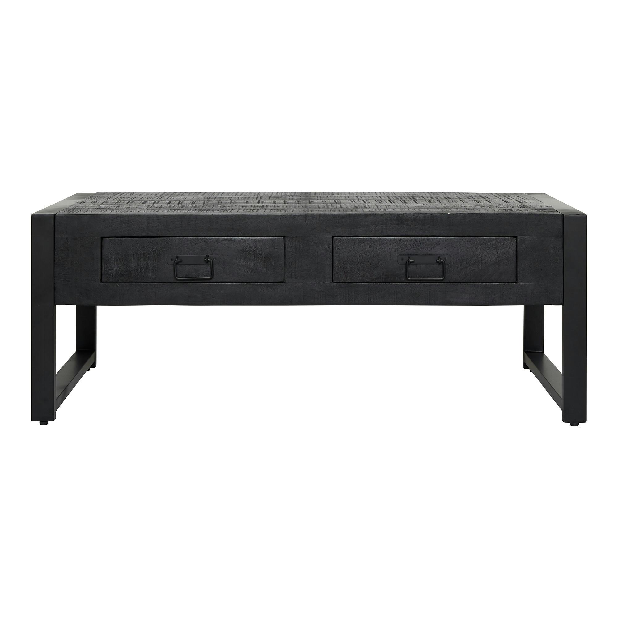 Table basse noire en bois 2 tiroirs MILORA