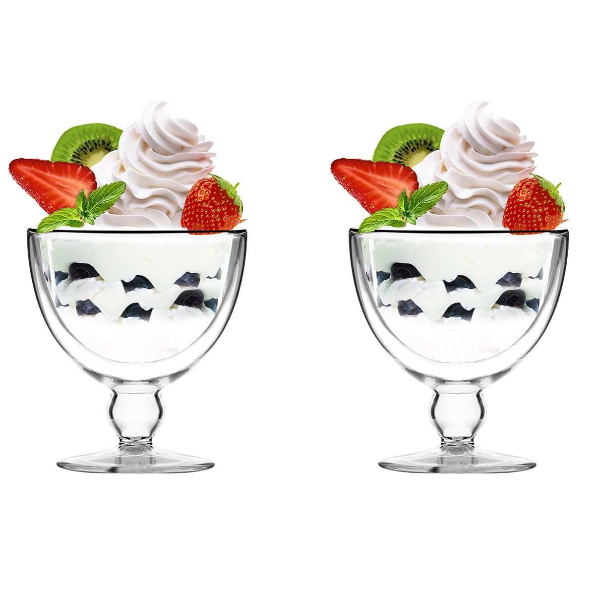 Dwa pucharki do deserów lodów z podwójną ścianką 250 ml Amo