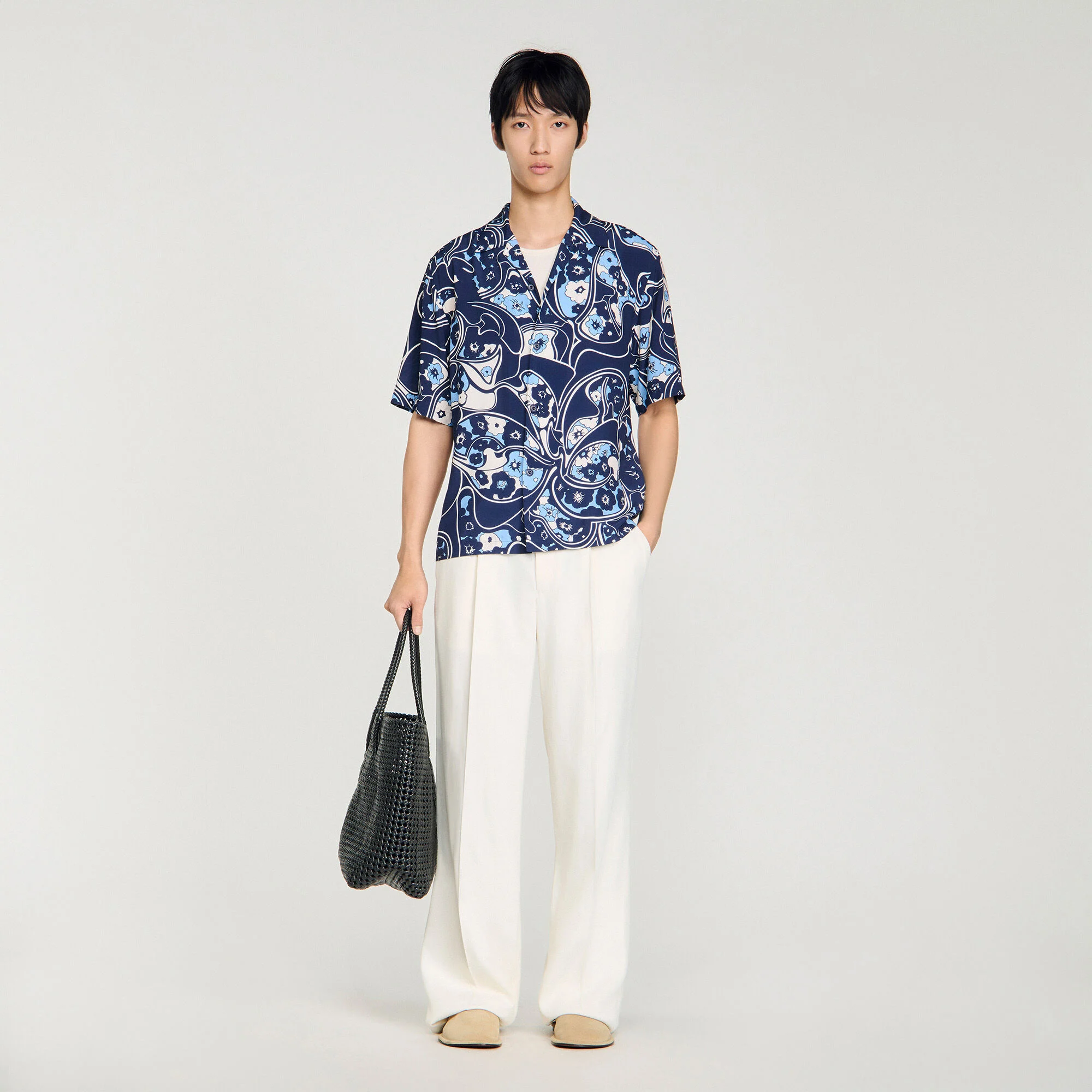 Chemise fluide imprimé col requin