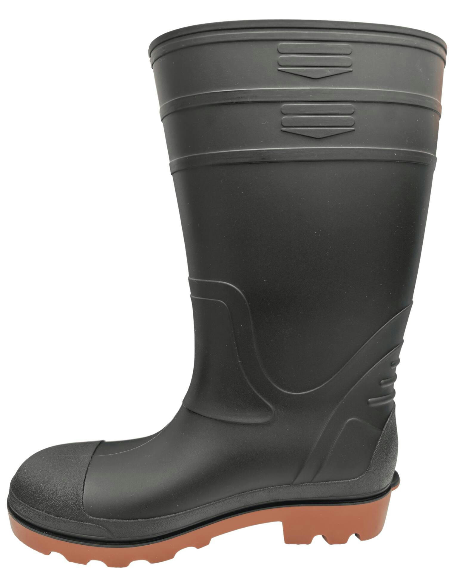 Men's Canadian-made Waterproof Rubber Rain Boots, Black with Red Sole