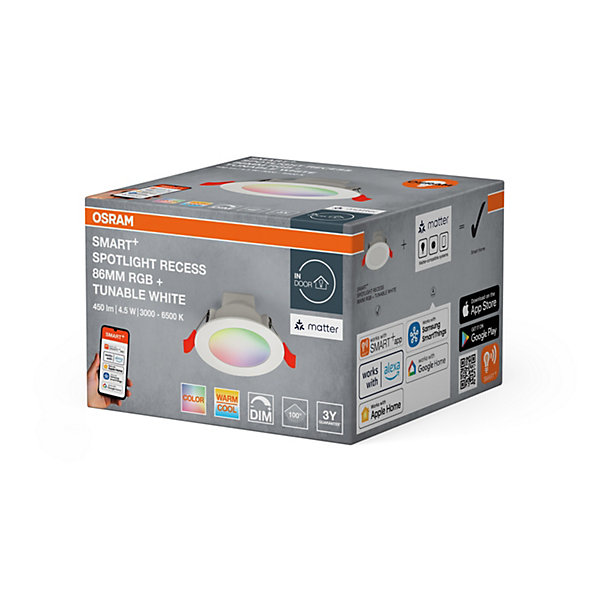 OSRAM SMART  Matter Recess Spot Encastré LED 86mm RGB TW Blanc