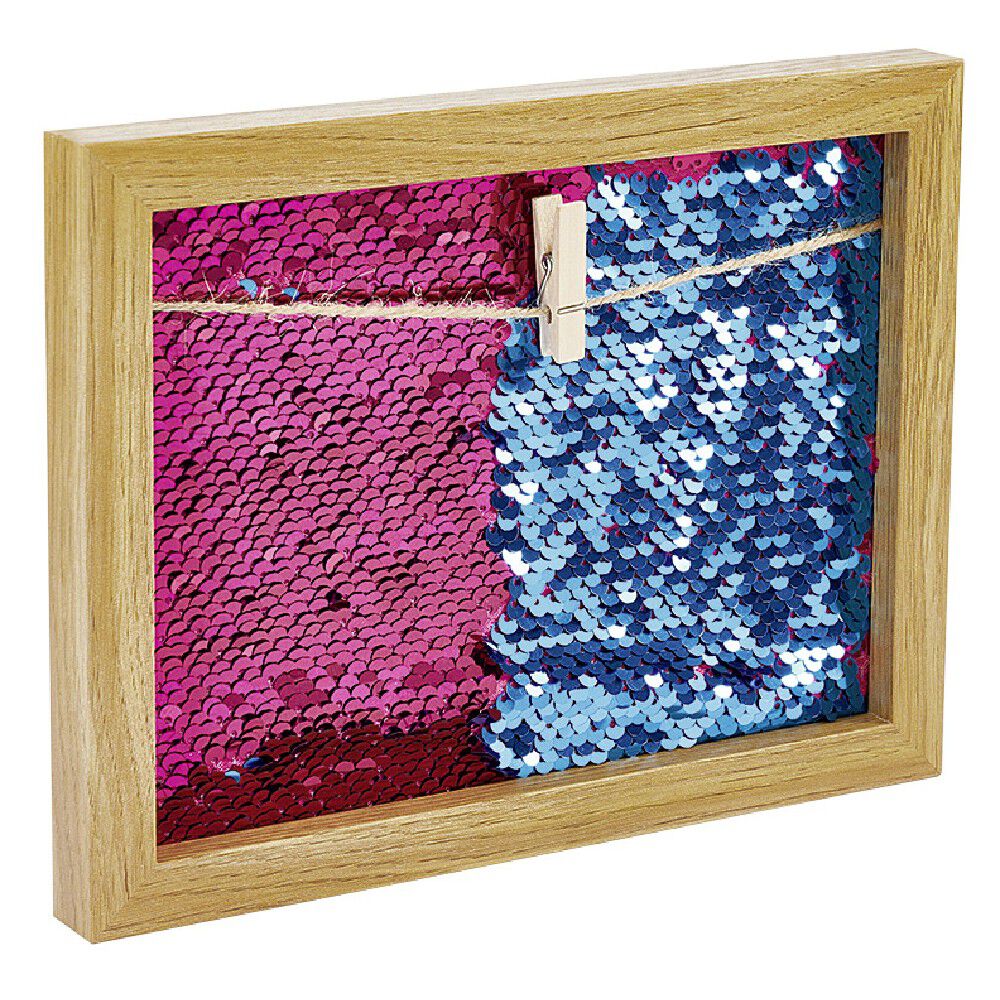 Cadre photo à pince et fond sequins 17x22cm
