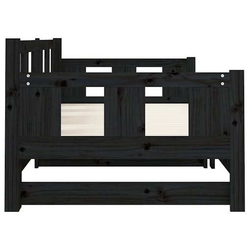 NNEVL Pull-out Day Bed Black Solid Wood Pine 2x(92x187) cm