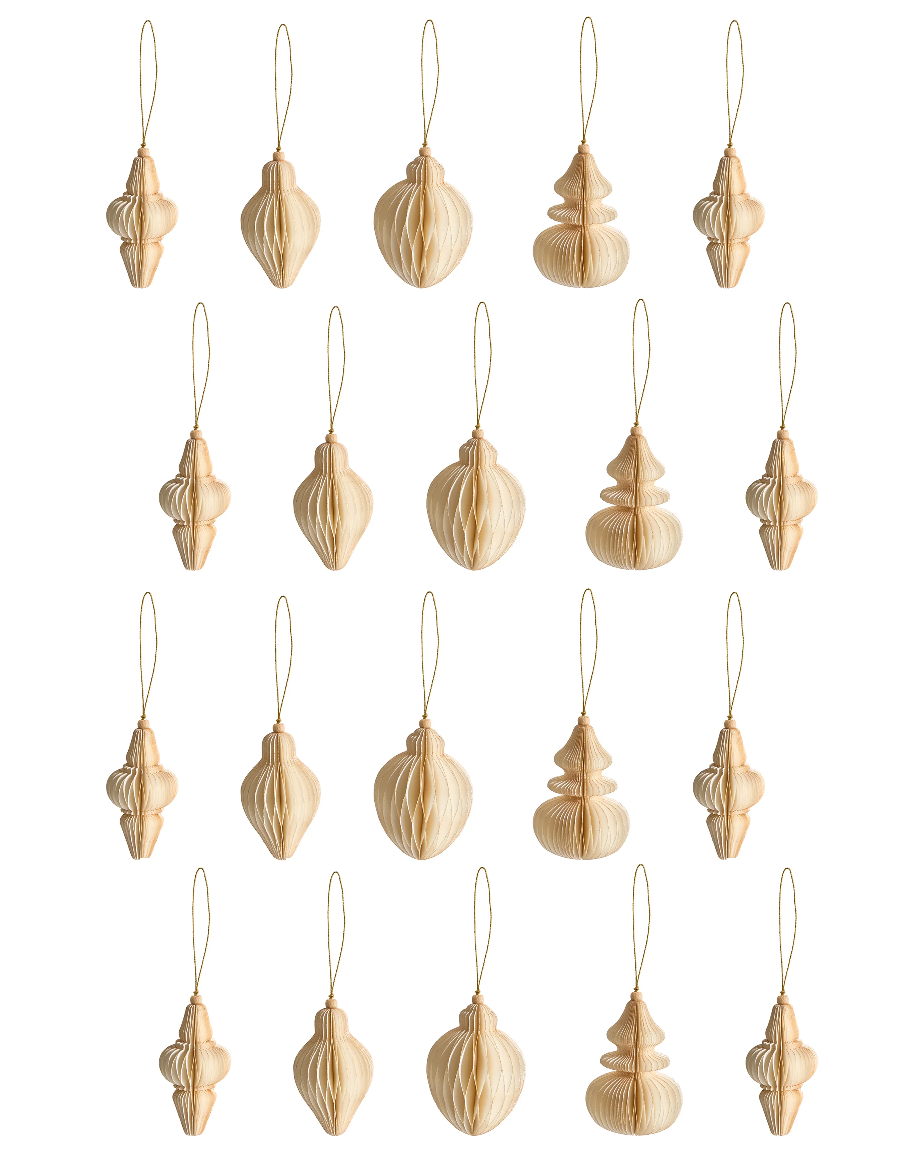 Set of 20 Christmas Tree Ornaments ALTAELVA Paper Beige