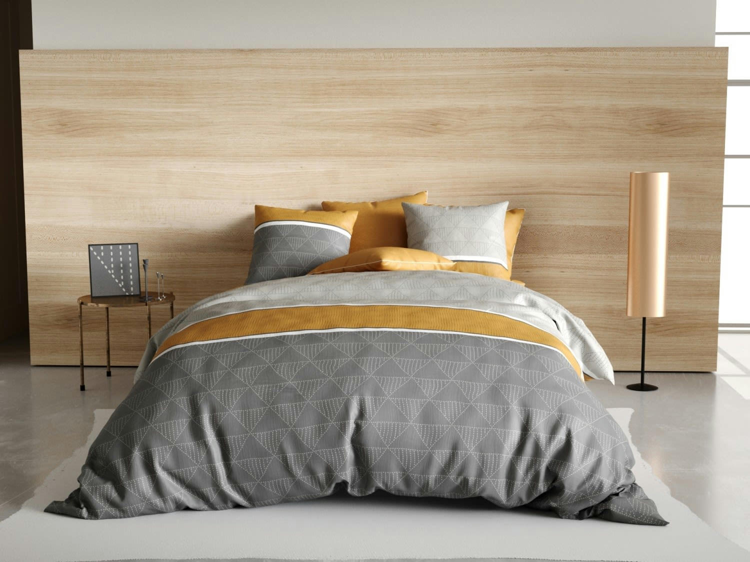 BALMAZ - Parure housse de couette coton jaune 240x260 cm