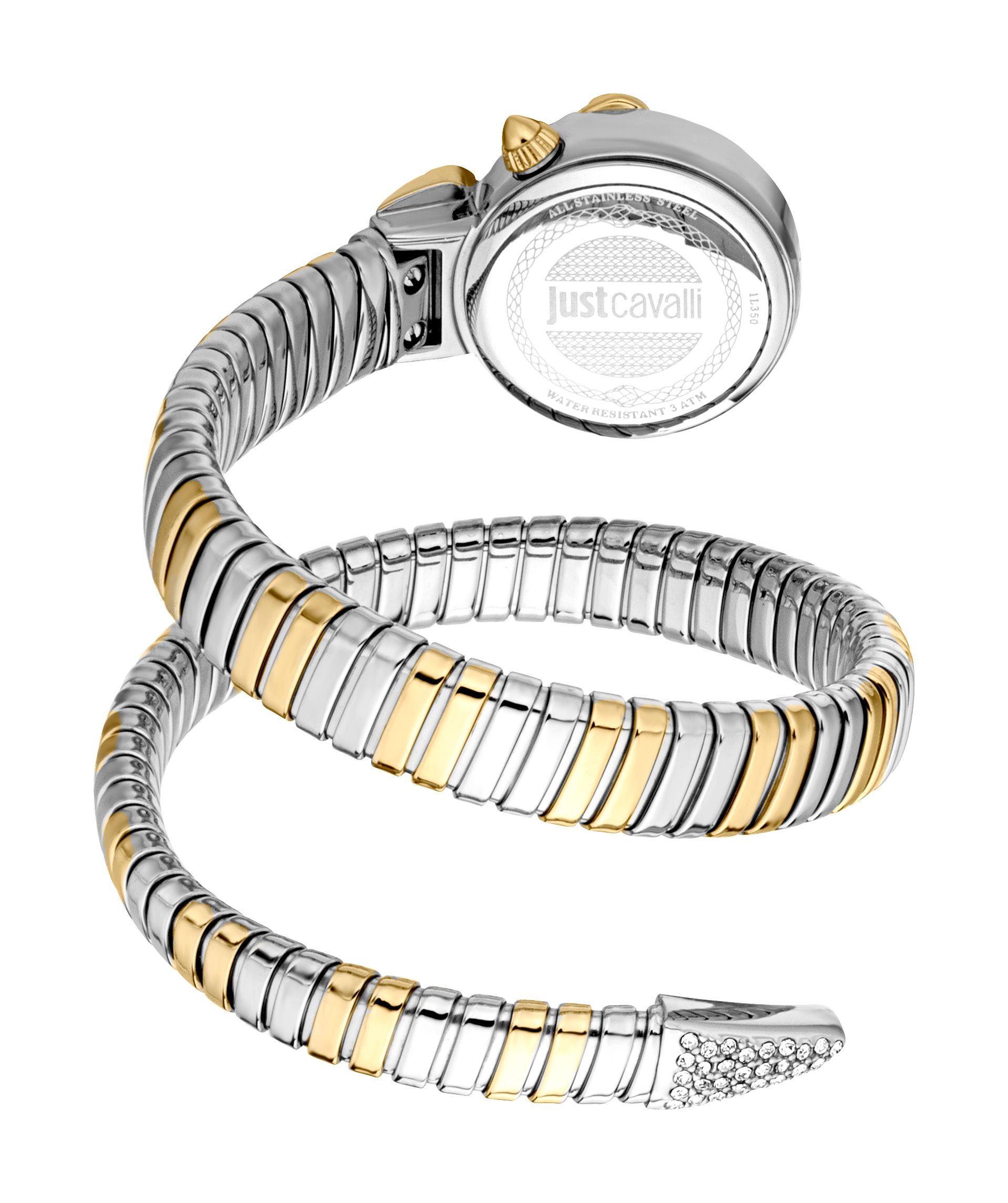 Just Cavalli Snake Watch, Two Tone Silver & Gold Color Diamond