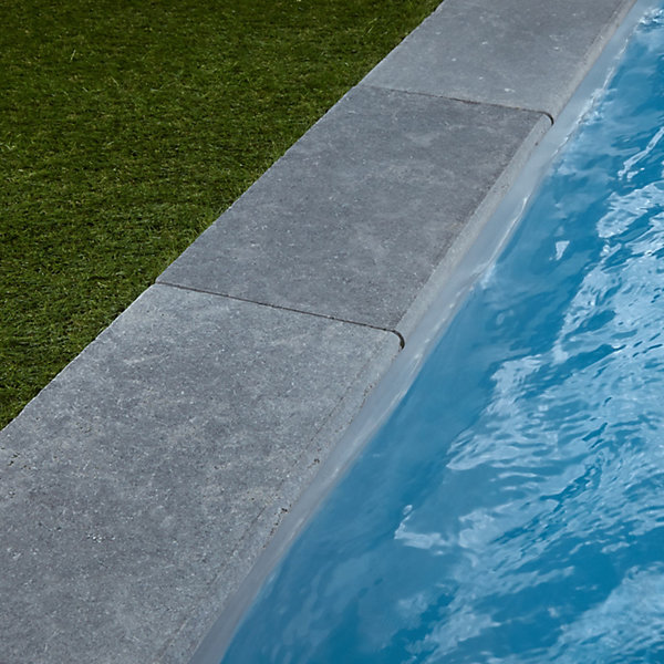 KIT COMPLET - Margelles pour piscine 4x4m en Pierre Egypte Gris (avec colle, joint, hydrofuge ...)- RO'MA NATURE