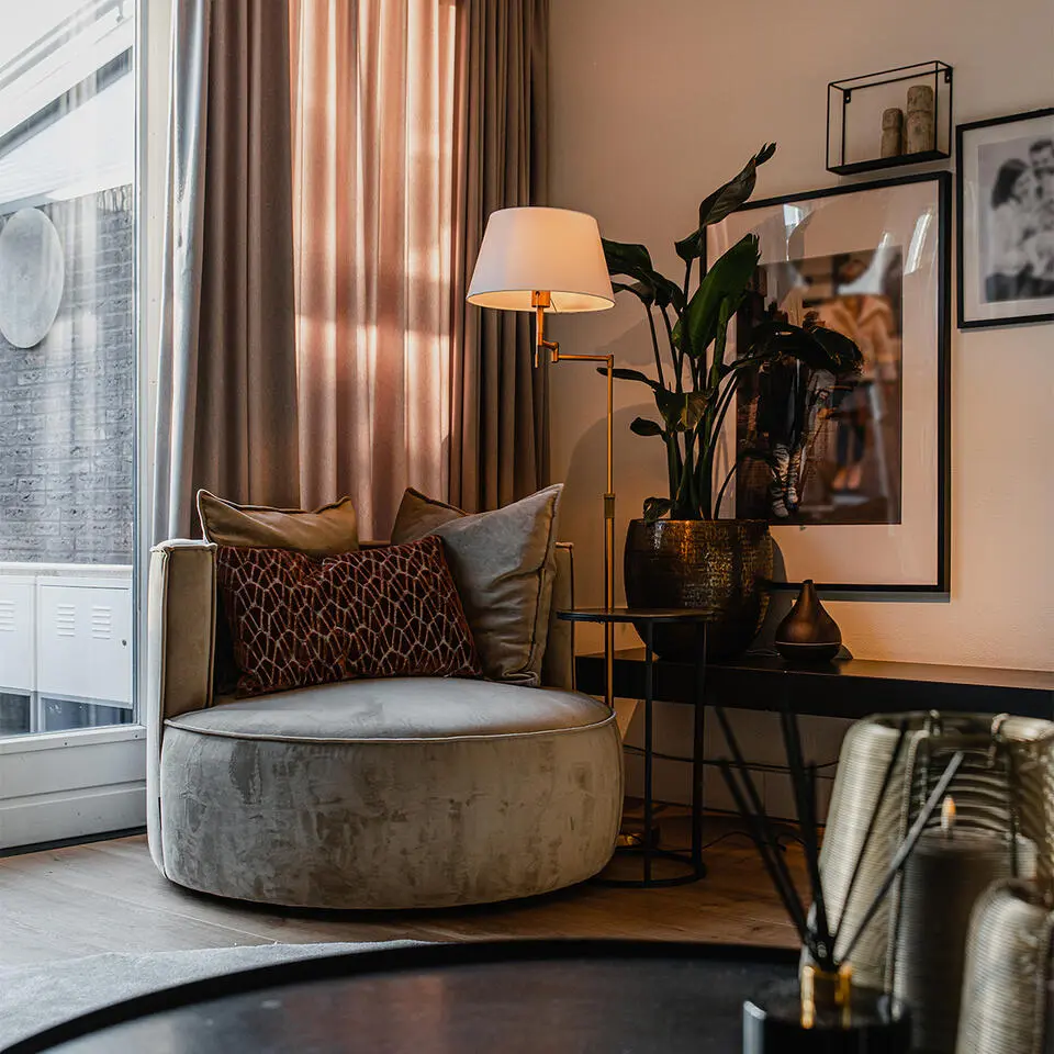 Qazqa staande lamp met kap ladas bronskleurig e27