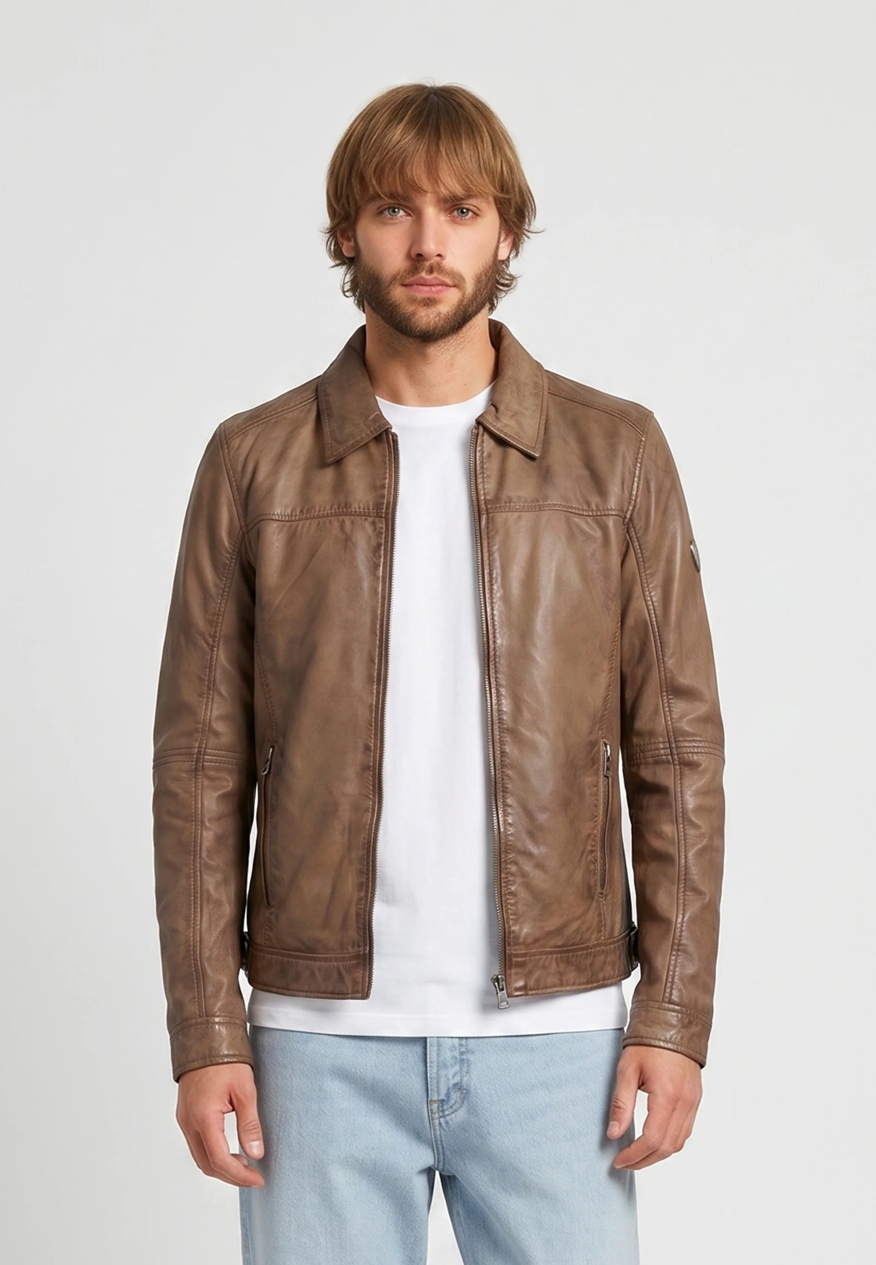Veste vintage cognac en cuir BODDY