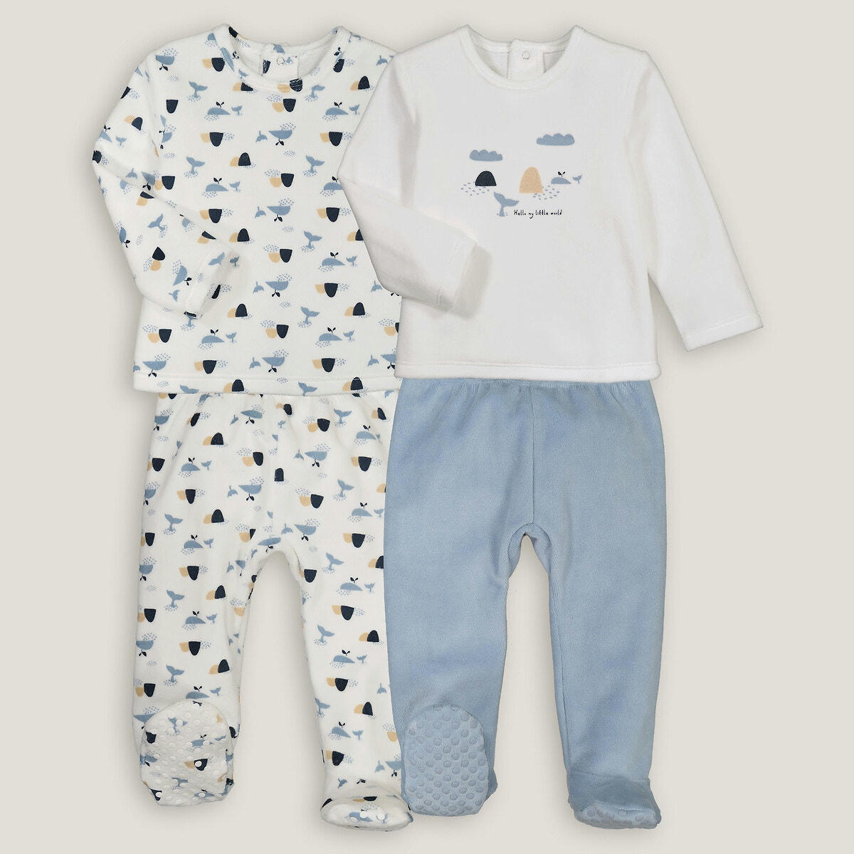 Lot de 2 pyjamas 2 pièces velours, motif baleines