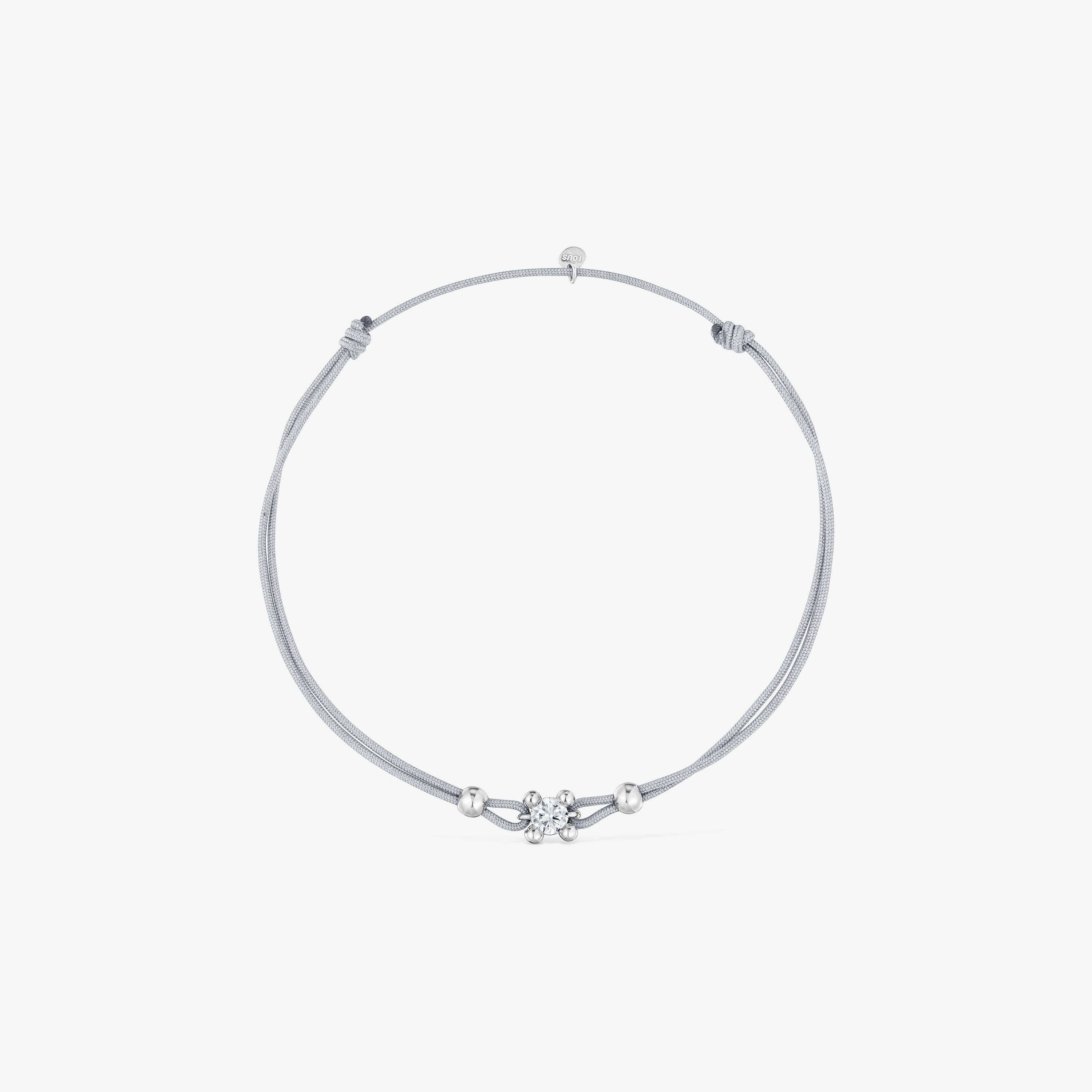 Pulsera de platino con diamante creado en laboratorio y nylon gris Shine LGD