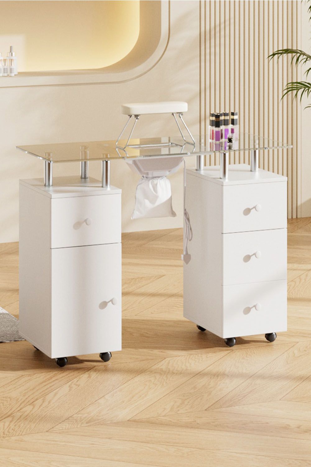 SHEONLY Professional Mobile Manicure Table on Wheels