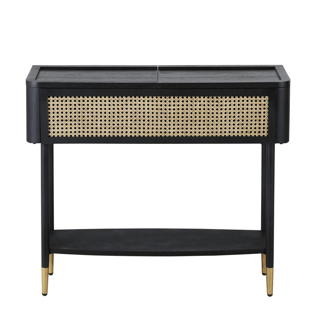 Loreto - Console cannage en rotin et métal noir