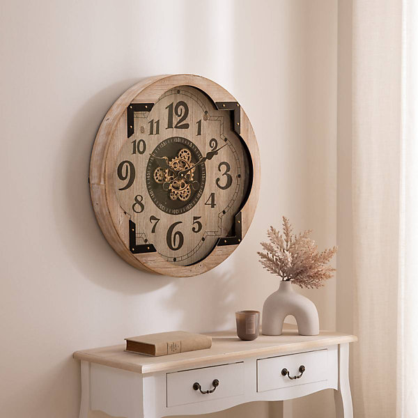 Horloge Mckenzie beige D63cm - Atmosphera