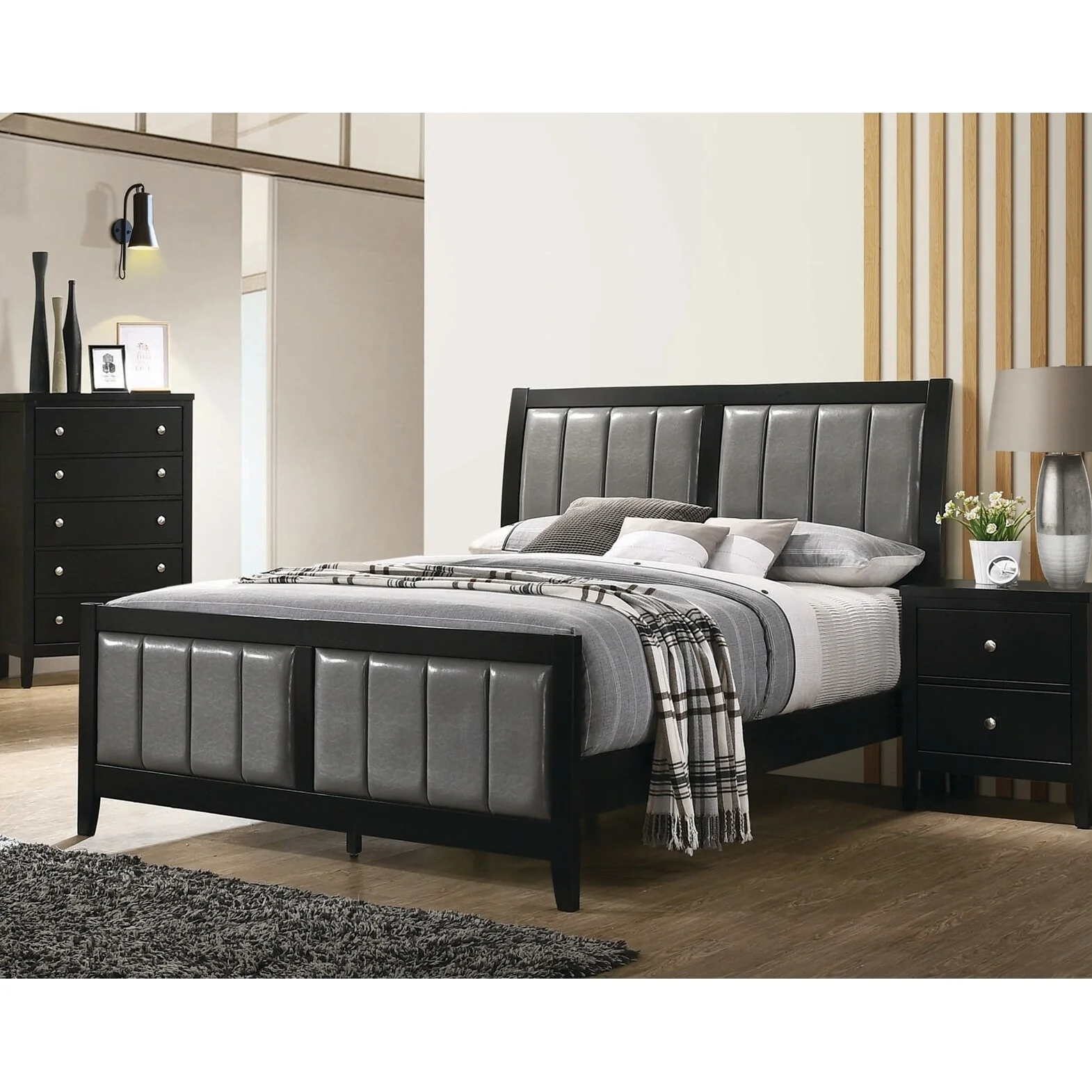 Armand Black 2-piece Panel Bedroom Set with Nightstand