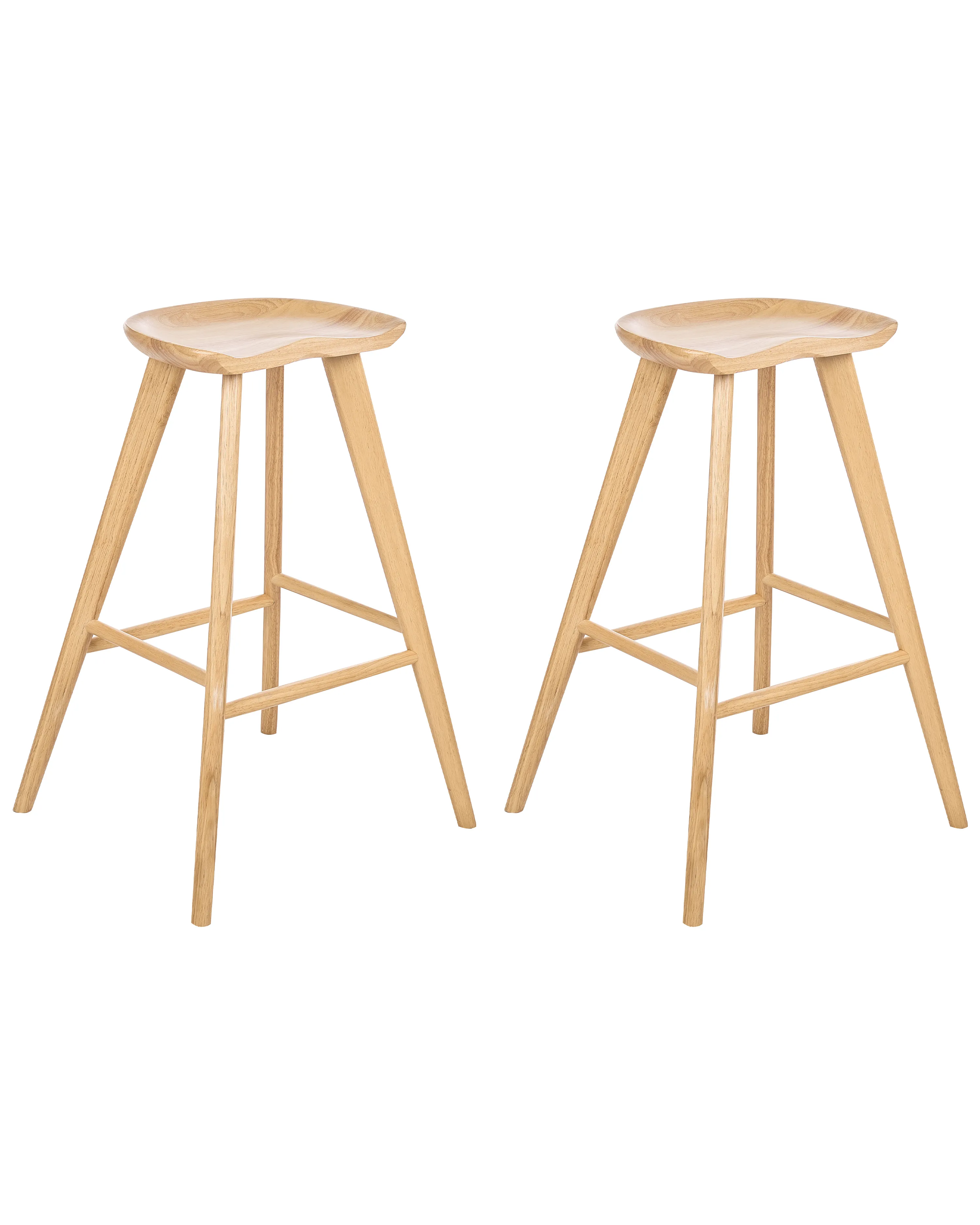 Set of 2 Bar Stools CANDO Light Brown