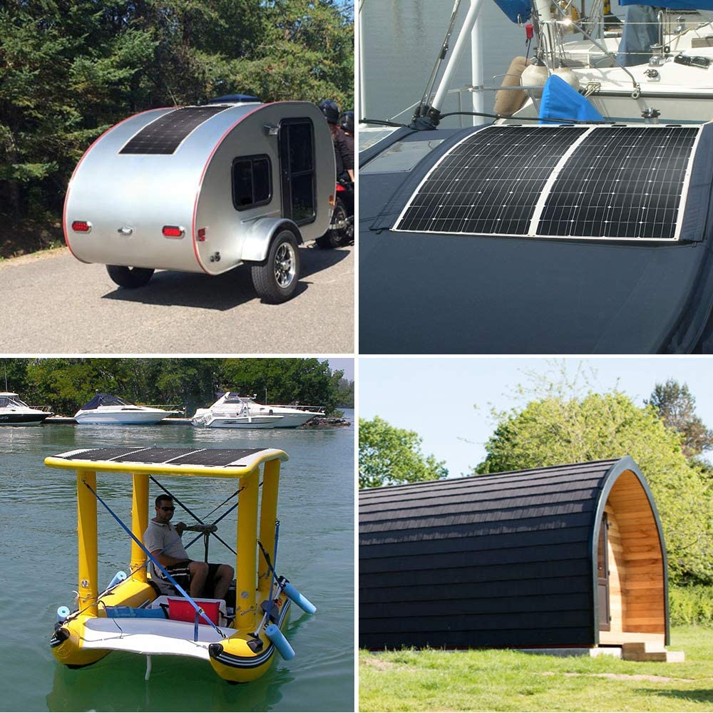 160 Watt 12 Volt Extremely Flexible Monocrystalline Solar Panel �C Ultra Lightweight, Ultra Thin, Up to 248 Degree Arc, for RV, Boats, Roofs, Uneven Surfaces