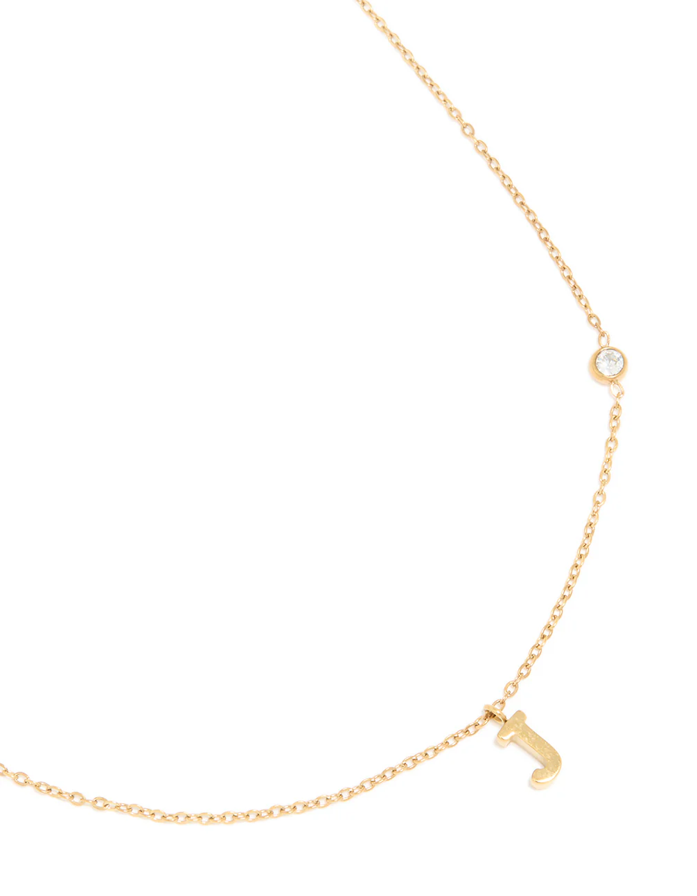 Waterproof Gold Plated Stainless Steel Letter J Dainty Pendant Necklace