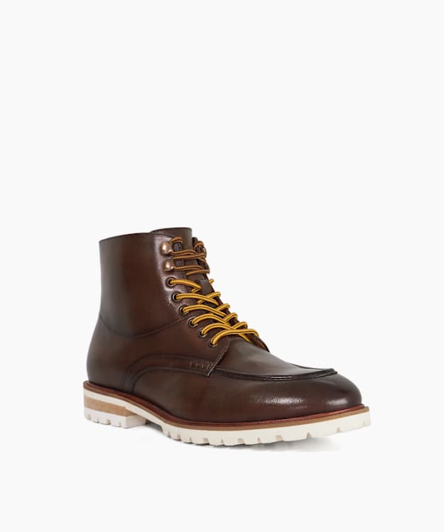 Collson Brown - Burnished Leather Lace-Up Ankle Boots