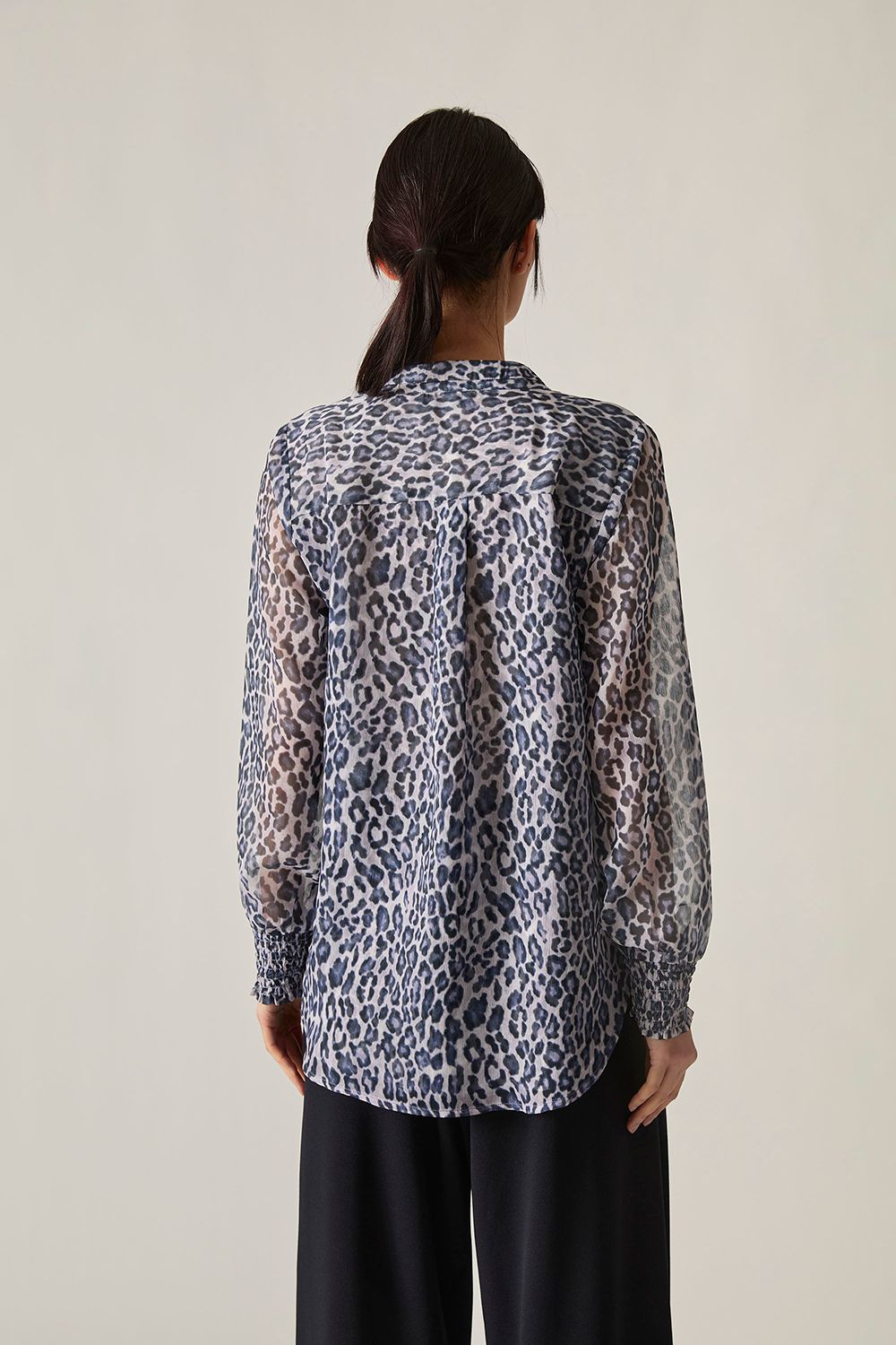 James Lakeland Blue Leopard Print Blouse