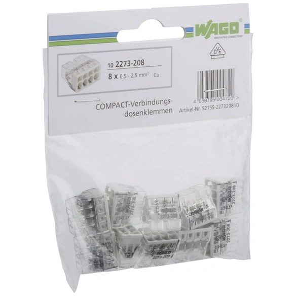 Klemme, COMPACT, Kunststoff, Grau, Leiter mit Querschnitt 0,5 – 2,5 mm²