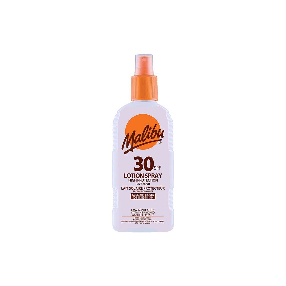 Crème solaire SPF30 haute protection Malibu lotion spray 200ml
