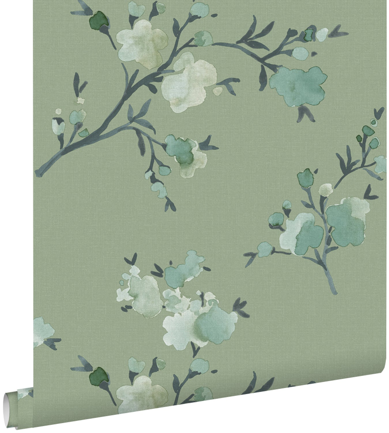 ESTAhome behang kersenbloesems groen - 53 cm x 10.05 m - 148718