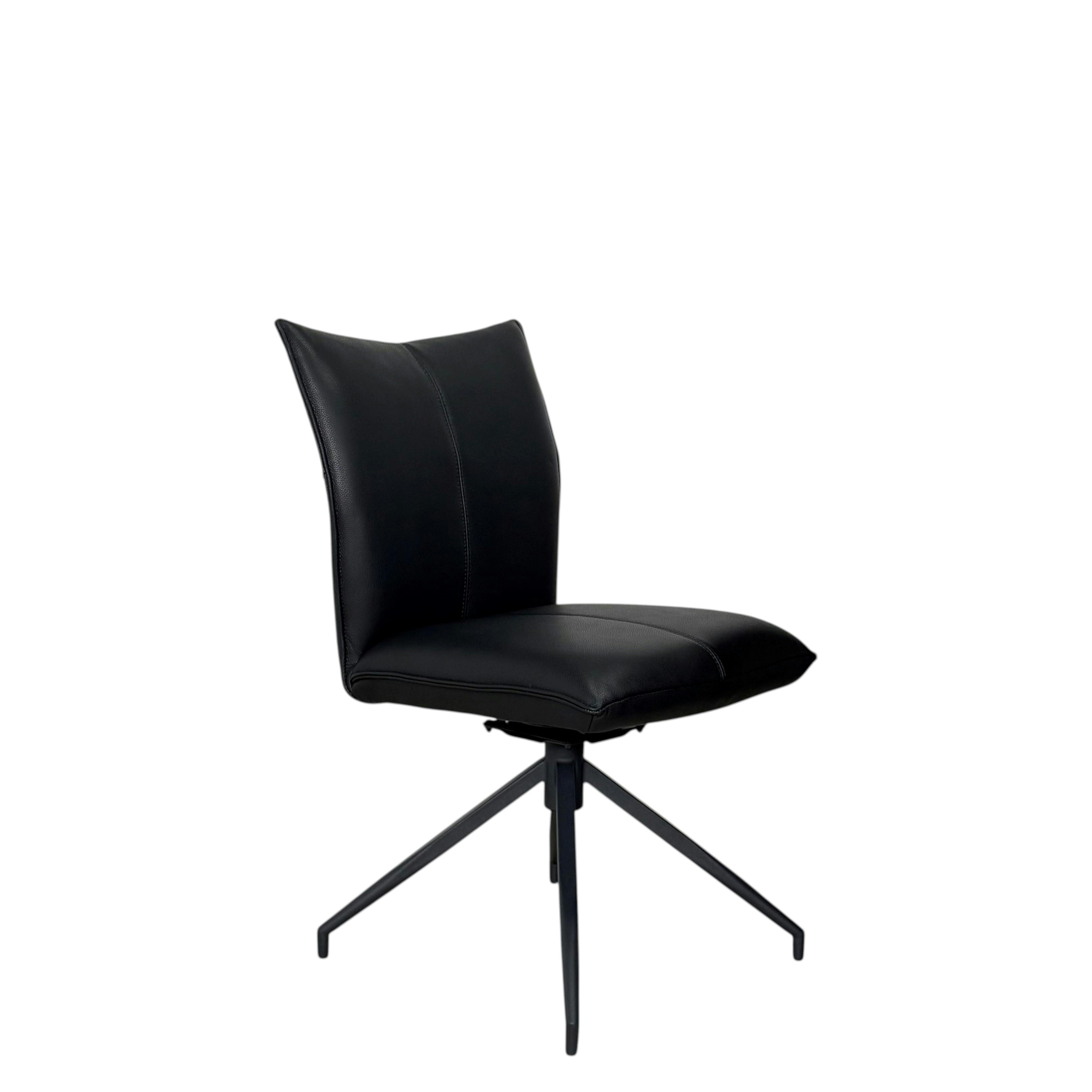 Chaise pivotante en cuir noir (lot de 2) LOMBARDIE