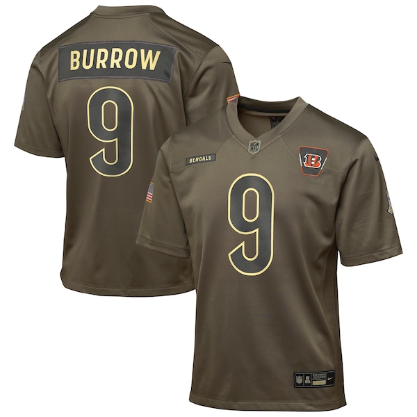 Joe Burrow Cincinnati Bengals Nike Youth 2025 Salute to Service Game Jersey - Olive