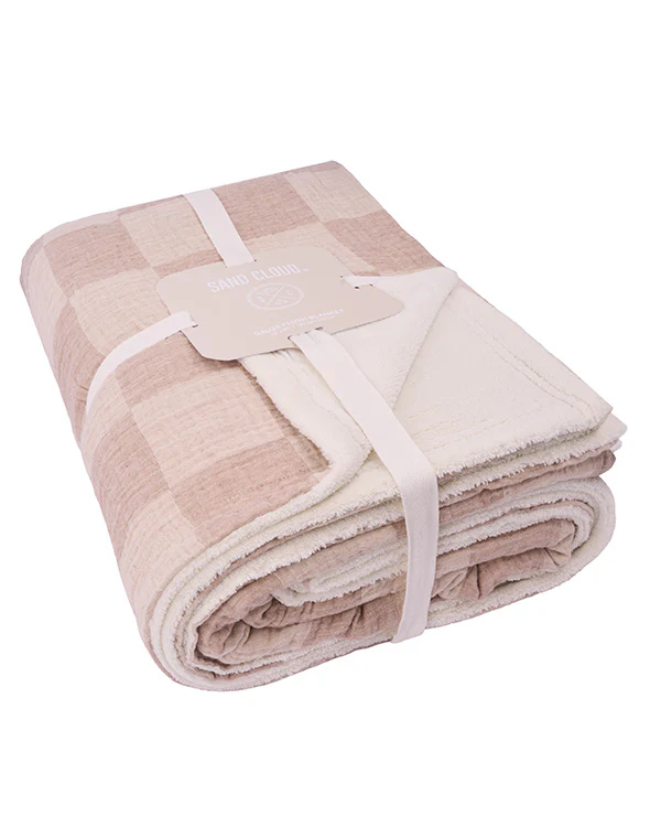 Cloud Checker Plush Blanket - Beige