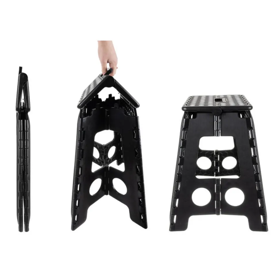 Malatec Inklapbaar krukje - zwart - 39 cm - opvouwbaar - opstapje