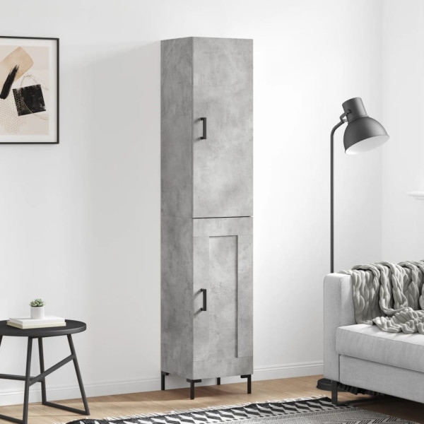 Szafka Komoda Regał Szara Beton z Drzwiami 34.5x34x180 cm do Salonu Pokoju