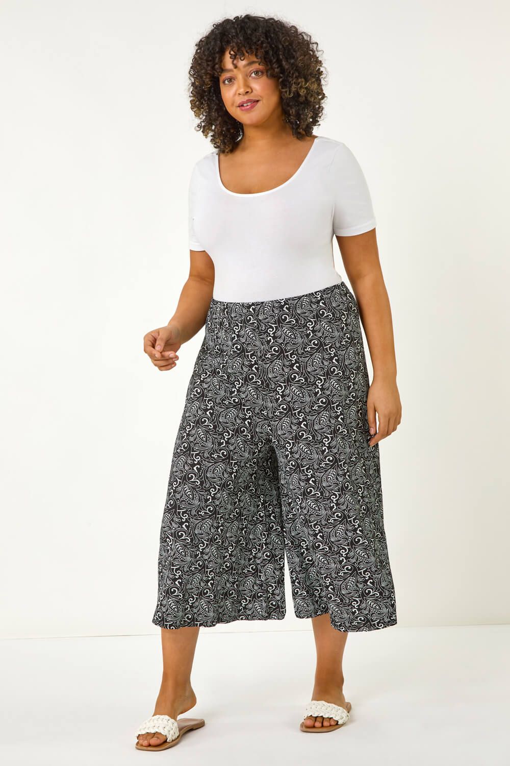 Roman Curve Abstract Print Culottes