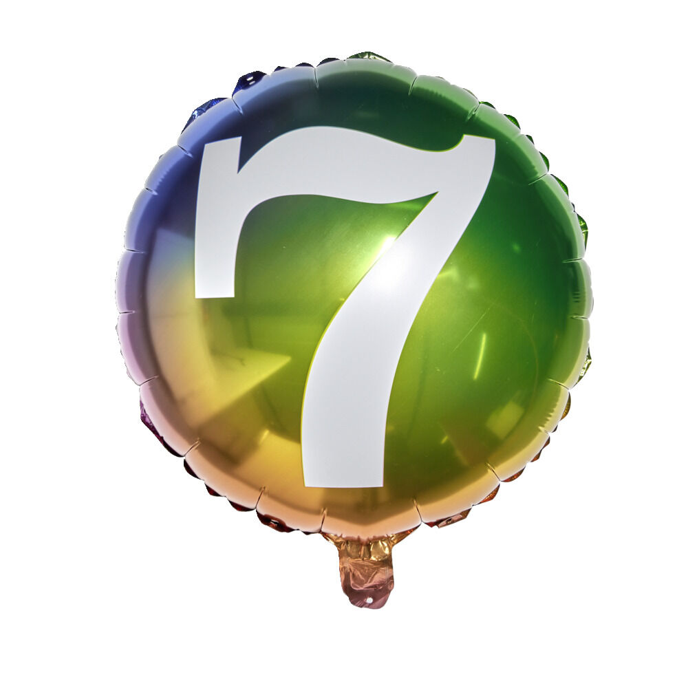 Ballon alu chiffre 7 métallisé multicolore Ø45cm